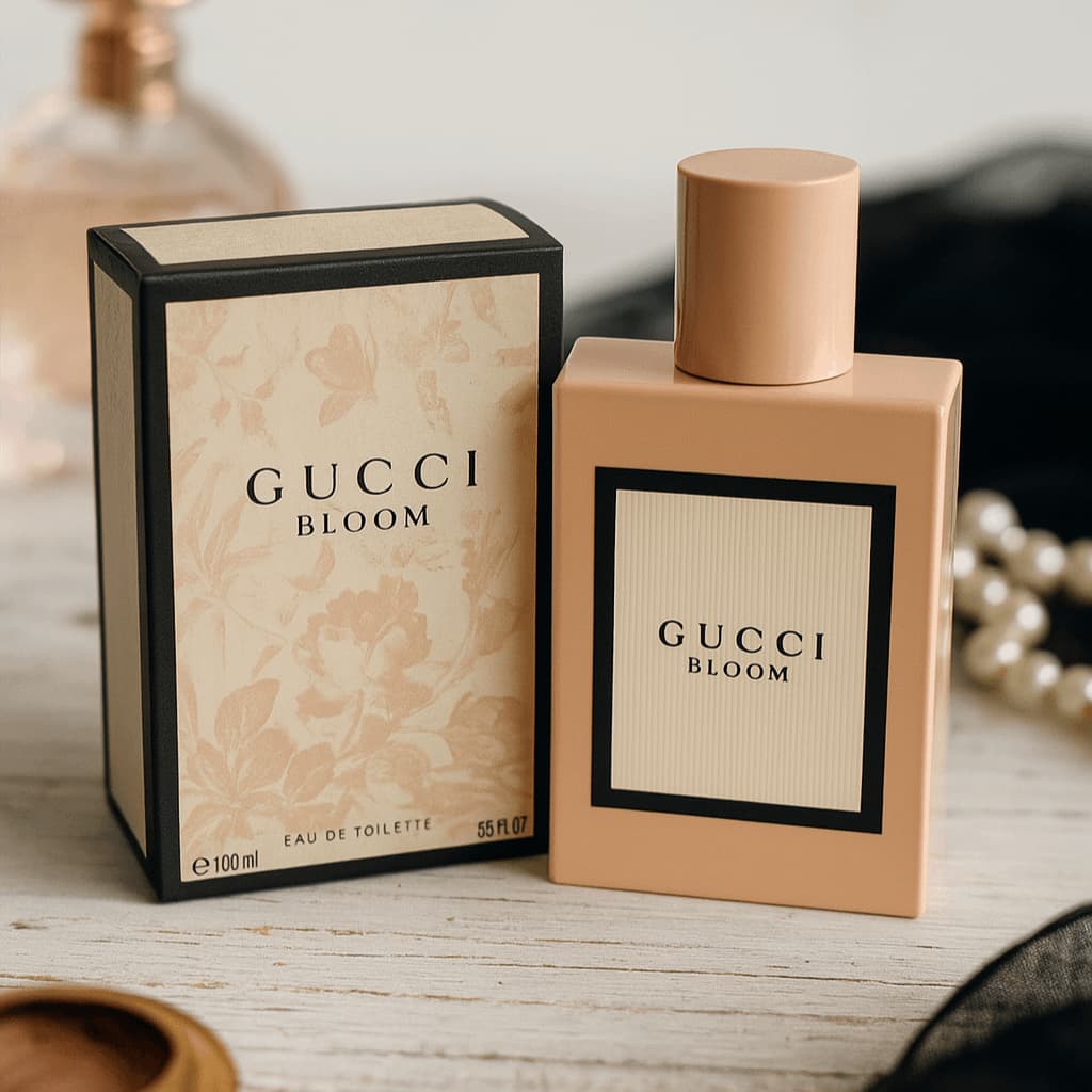 Gucci Bloom EDT 100ml With Box in Luxury Background Fragrance Bead Necklace