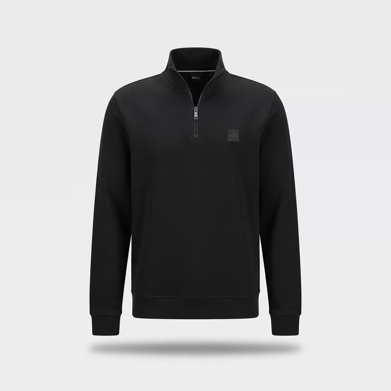 BOSS Zetrust Zip Collar Sweatshirt Black | UK Checked
