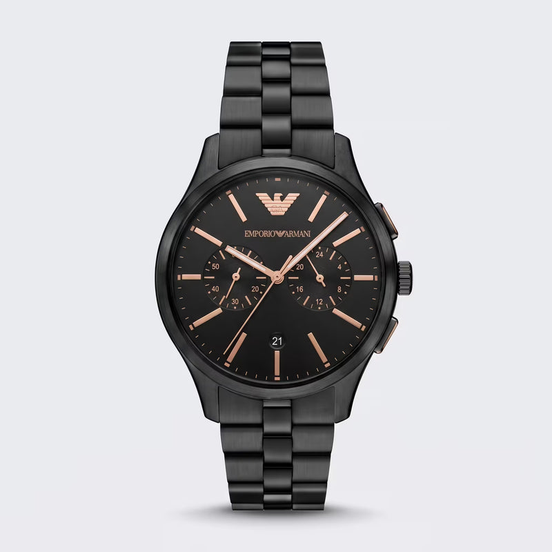 Emporio Armani Renato Chronograph Black Watch | UK Checked