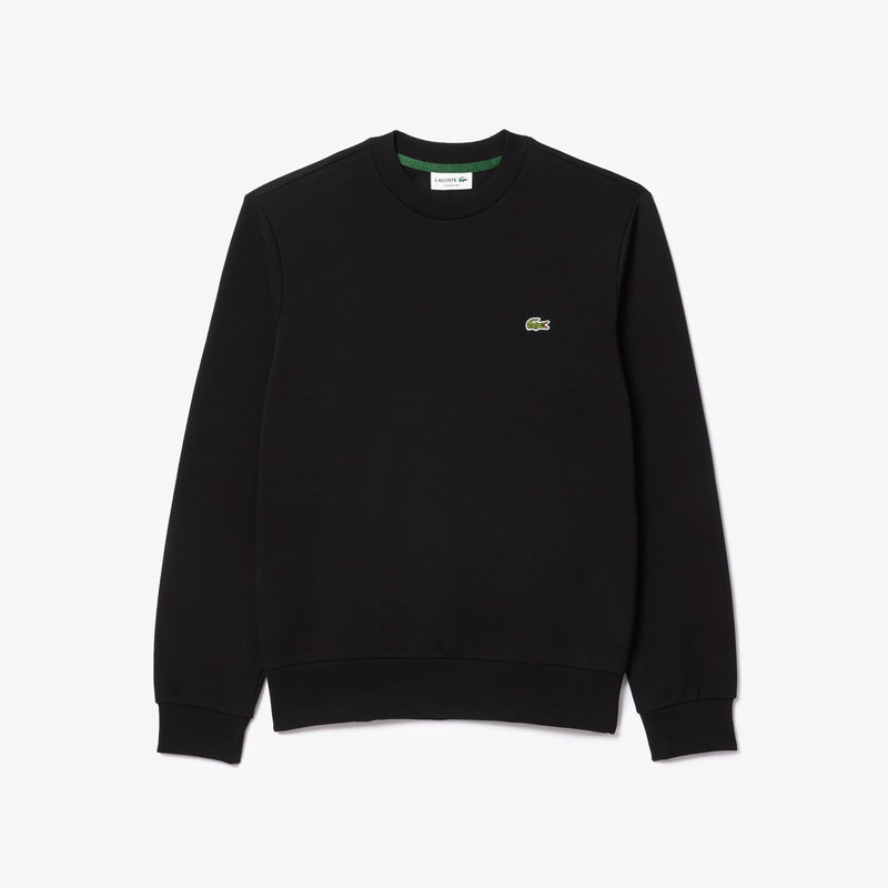 Verified Lacoste Heren Fleece Sweater Ronde Hals Zwart Klassieke Pasvorm inspection