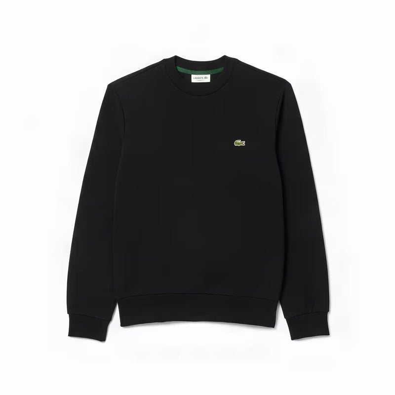 Lacoste Fleece Crew Neck Sweatshirt Noir Black | UK Checked