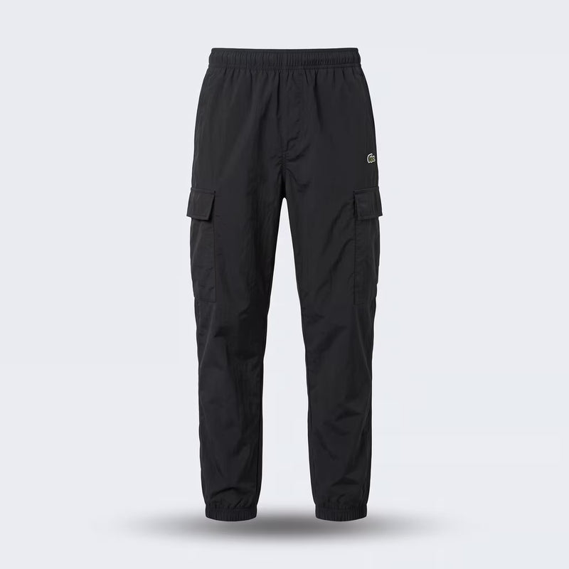 Lacoste Woven Cargo Track Pants Black | UK Checked