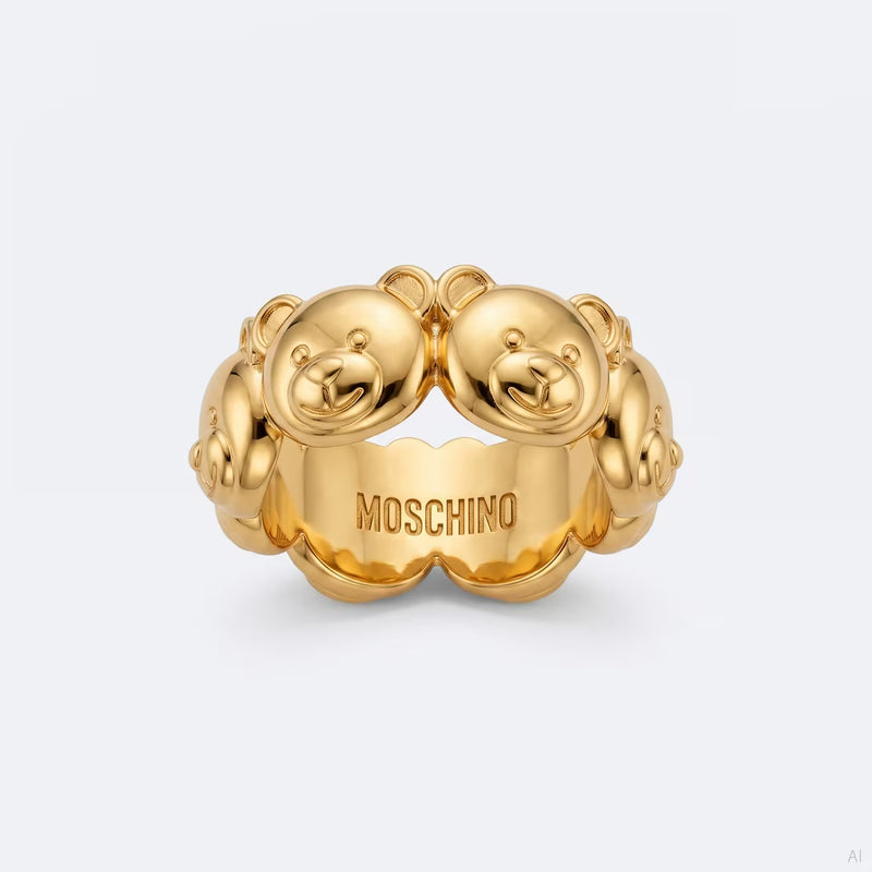 Moschino Teddy Bear Band Ring Gold | UK Checked
