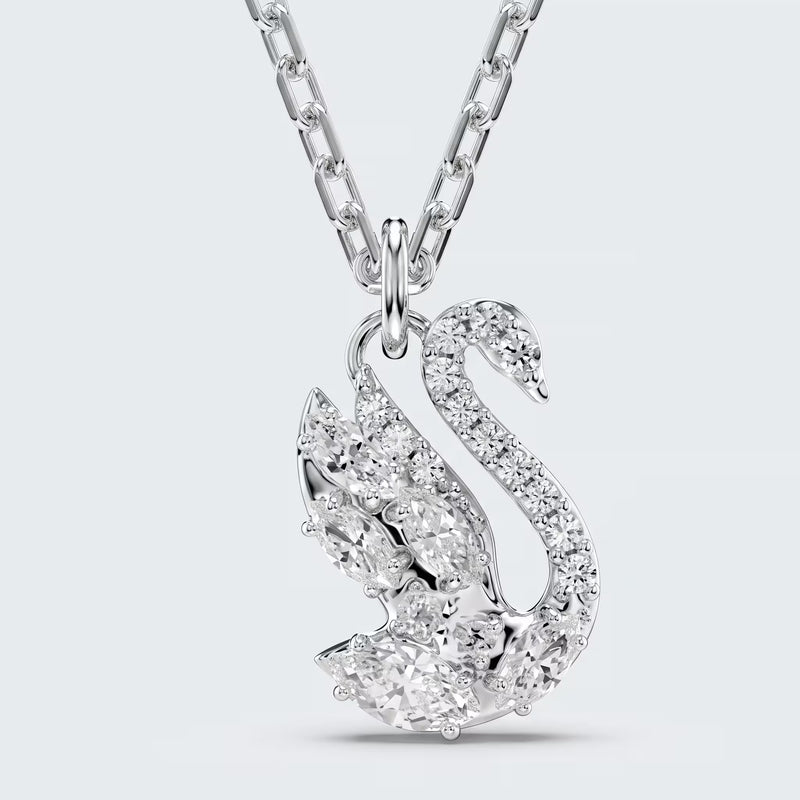 SWAROVSKI Swan Pendant Rhodium Plated | UK Checked