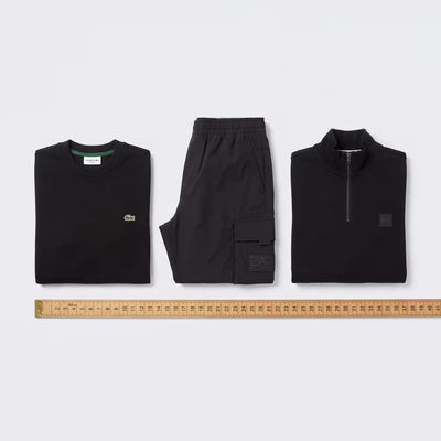 EXHIBIT: Lacoste Sweatshirt, EA7 Cargo Pants & BOSS Zip Sweatshirt Size & Care Guide