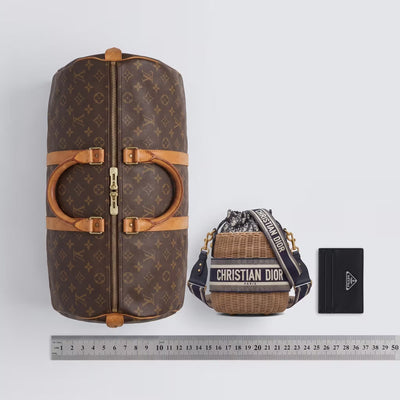 EXHIBIT: Louis Vuitton Keepall 45, Dior Wicker Bag & Prada Card Holder Size & Care Guide