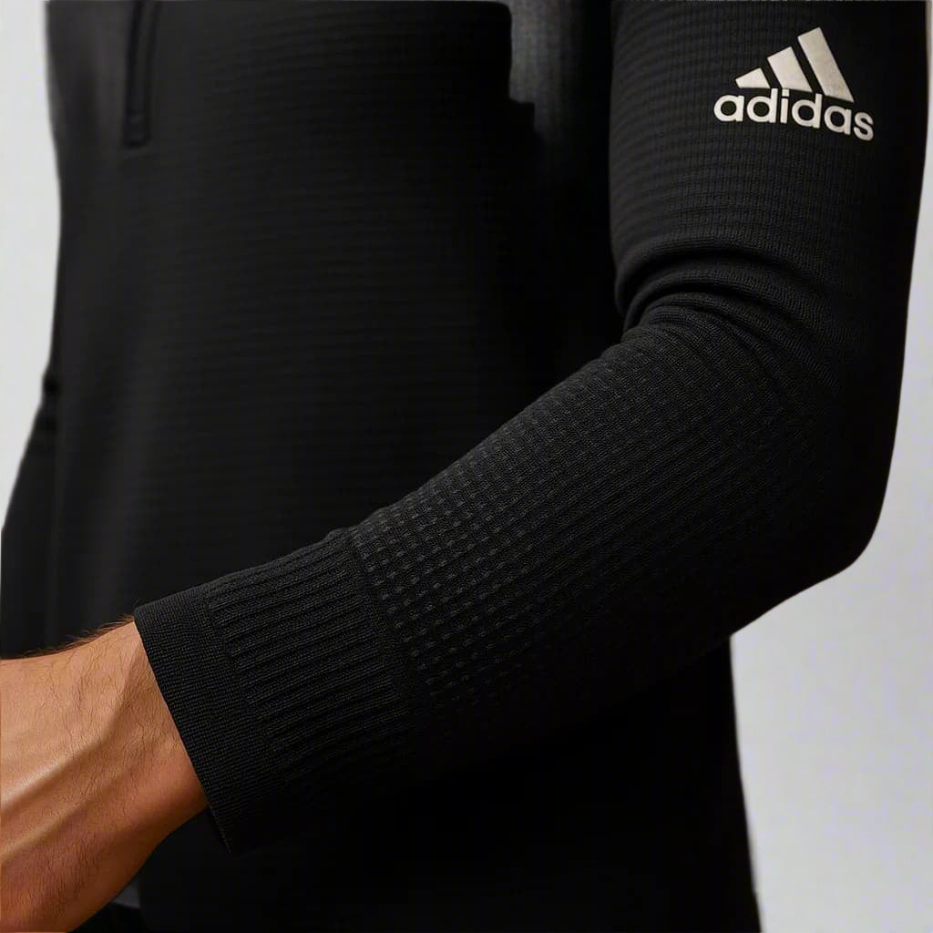 Adidas Mens Climaheat 1/4 Zip Long Sleeve Black Training Top Workout Pullover
