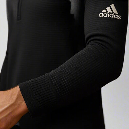 Haut d'entraînement à manches longues avec demi-zip Adidas Climaheat pour homme - Noir