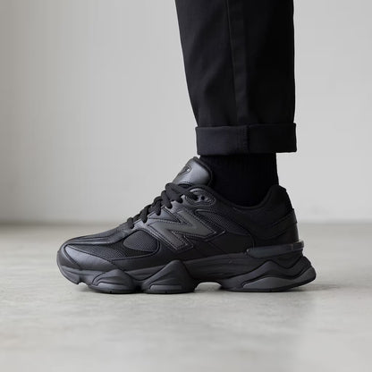 New Balance 9060 Triple Black Leather Mens Trainers U9060NRI Premium Lifestyle Comfort