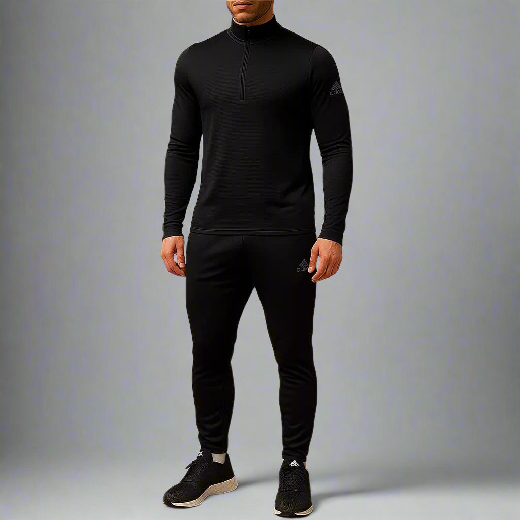 Adidas Mens Climaheat 1/4 Zip Long Sleeve Black Training Top Workout Pullover