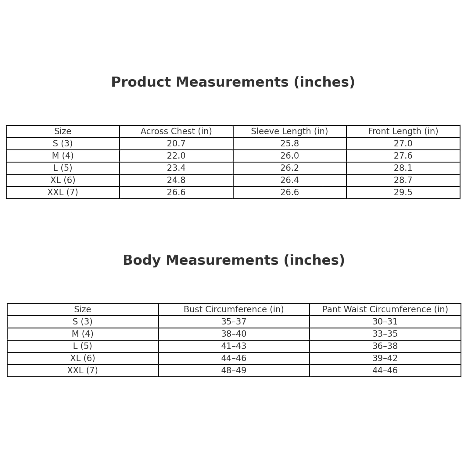 Product and body measurements for the lacoste sweatshirt