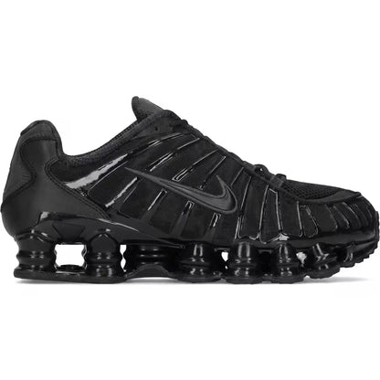Verified Nike Shox TL Black Metallic Hematite AV3595-002 lateral profile on clinical white background.