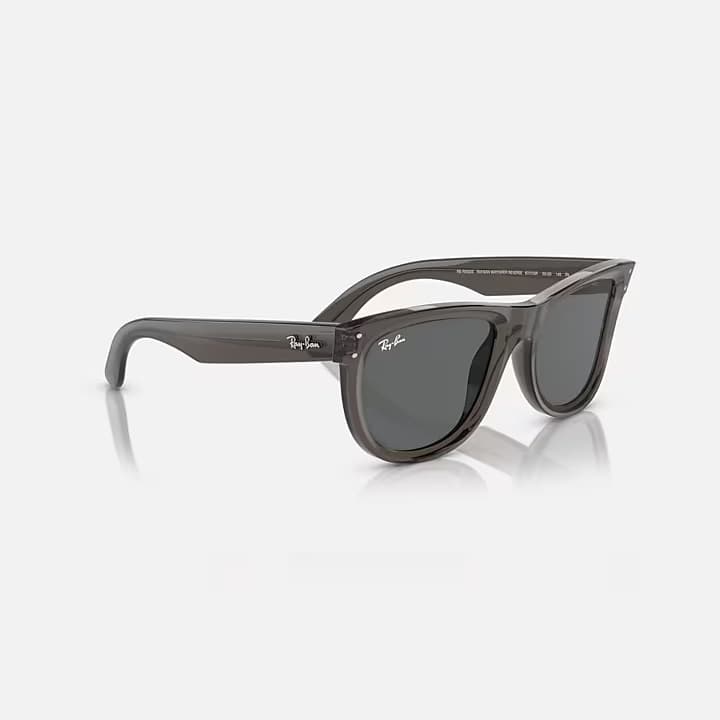 Dark Grey Ray Ban Sunglasses positioned on the left side view.