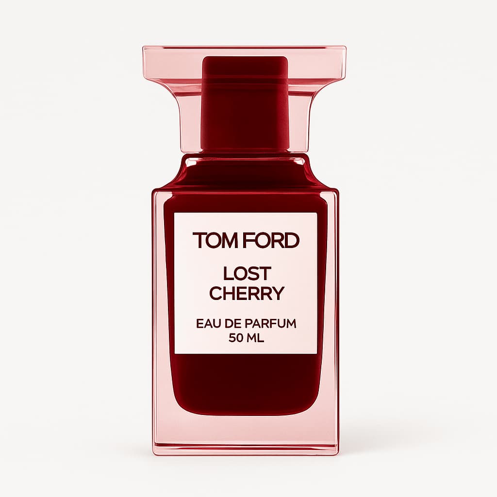Tom Ford Lost Cherry perfume bottle on a white background