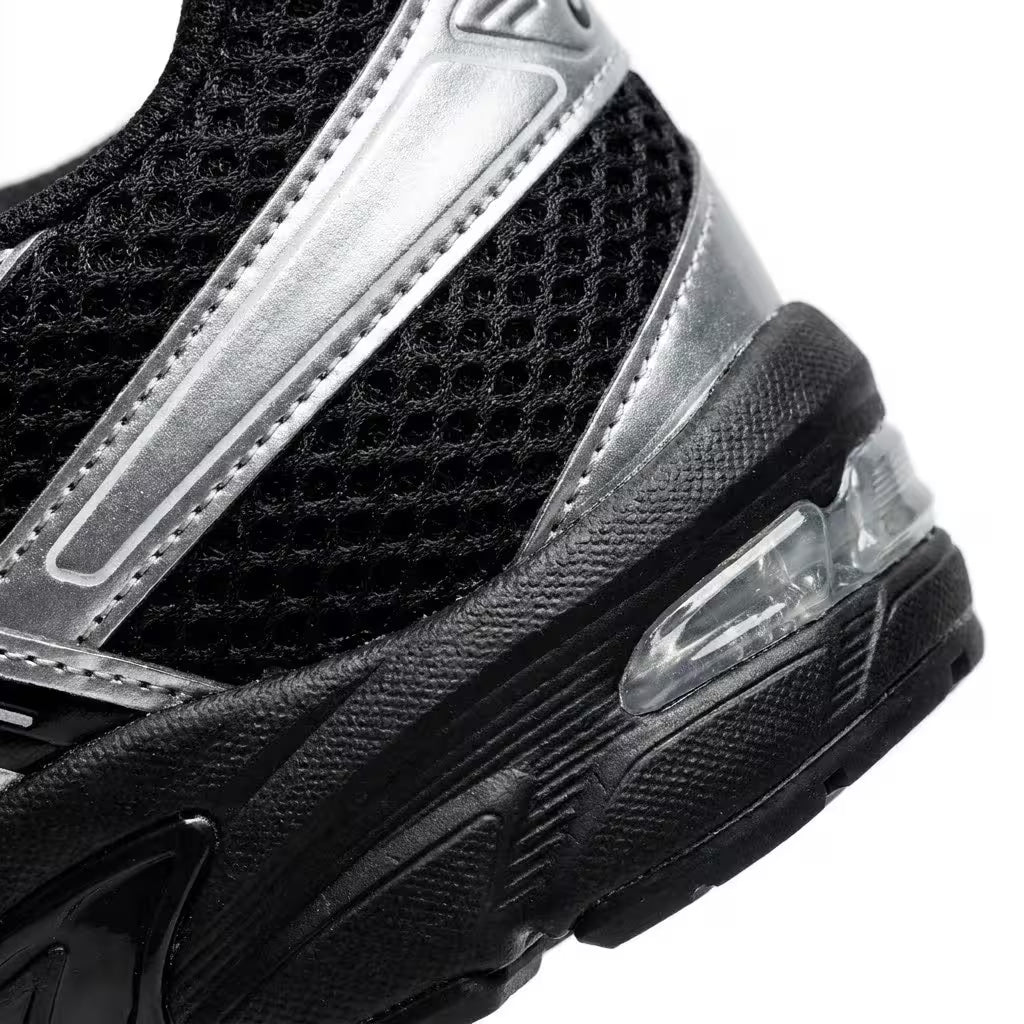 ASICS Gel-1130 Black Pure Silver 1201A906-001 technical mesh and GEL hardware verification close-up.