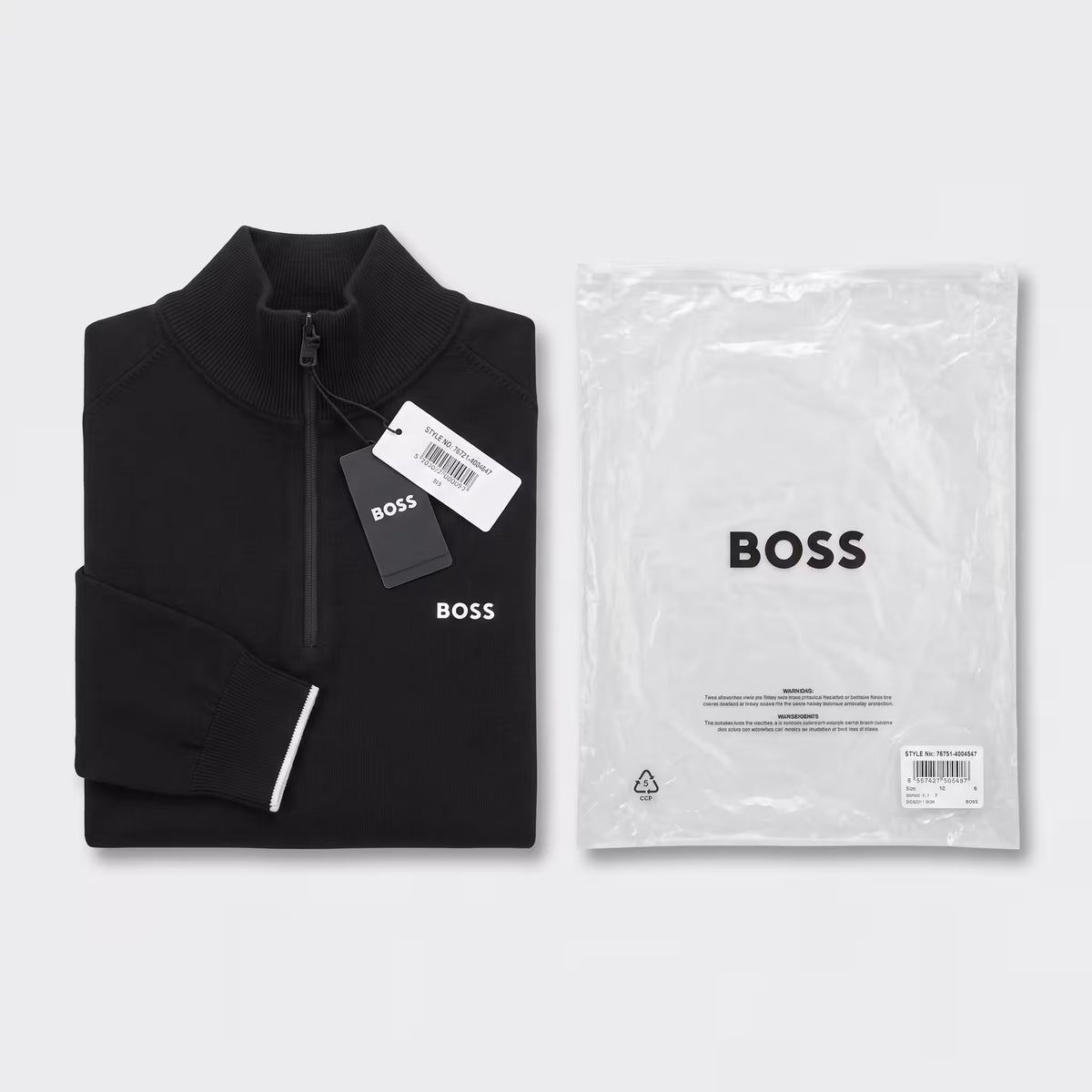 BOSS Ever Quarter-Zip Woven Jumper Black | UK Checked
