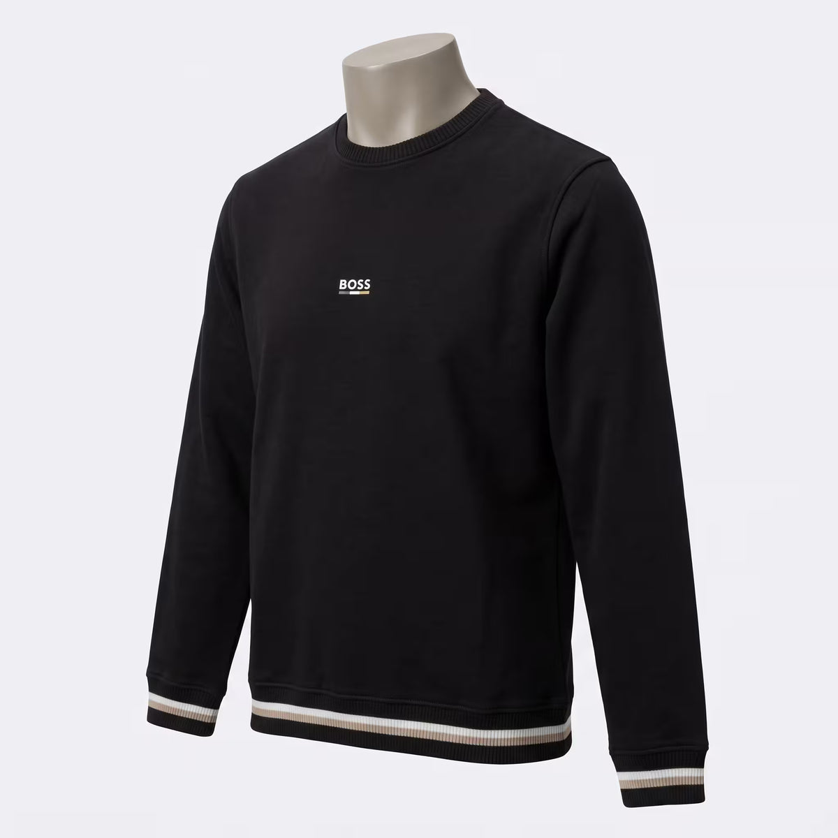 BOSS Iconic Cotton-Terry Crewneck Sweatshirt Black | UK Checked
