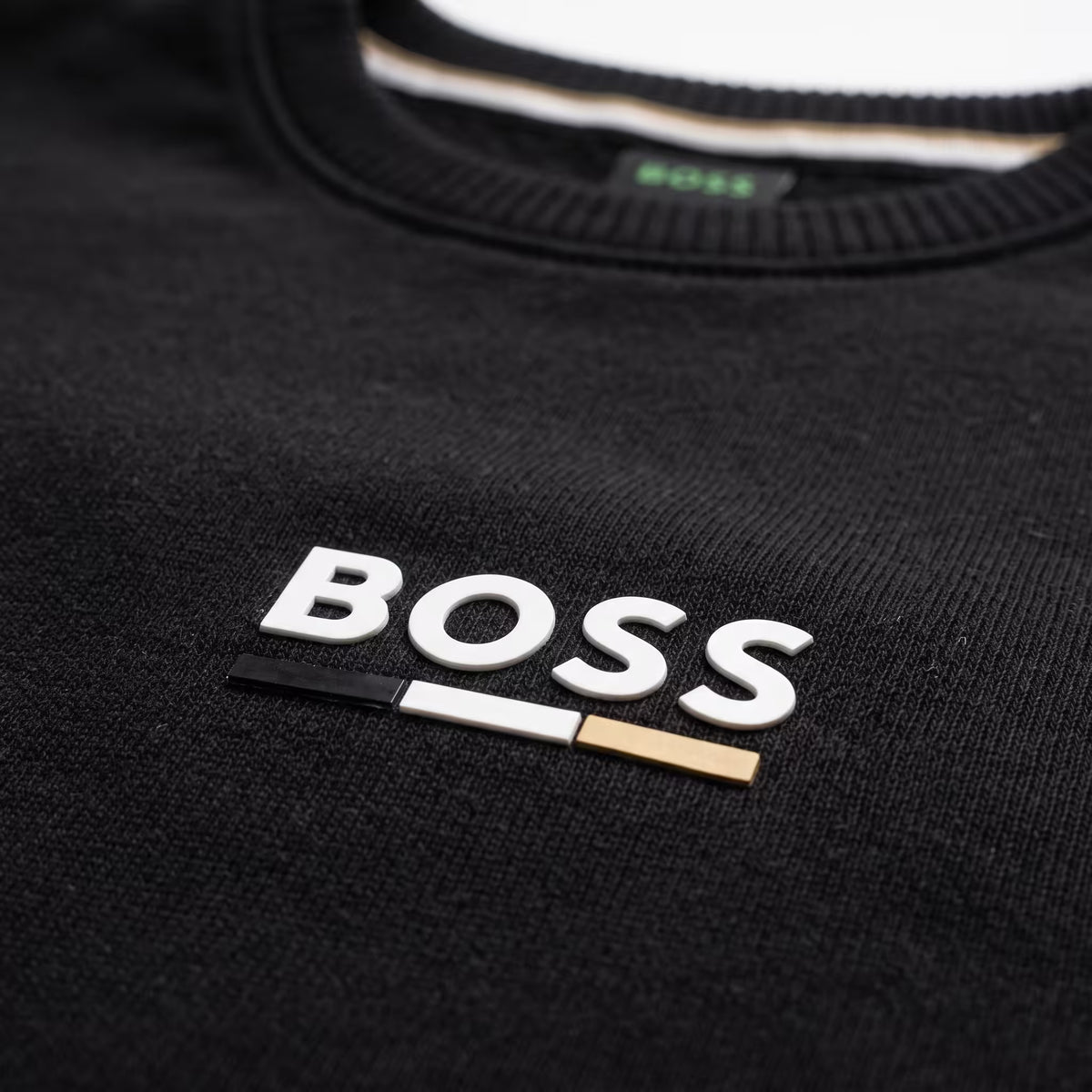 BOSS Iconic Cotton-Terry Crewneck Sweatshirt Black | UK Checked