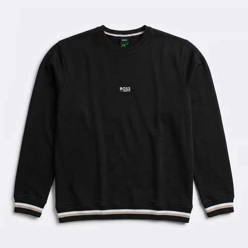Moletom BOSS Iconic Algodão Terry Gola Careca Preto