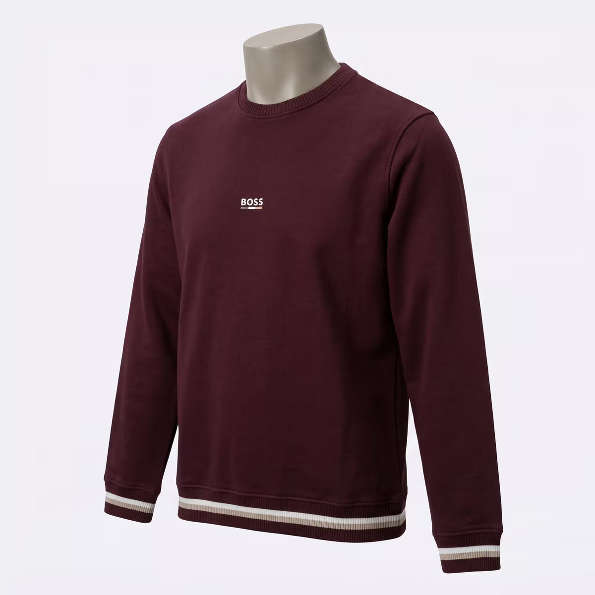 BOSS Iconic Cotton-Terry Crewneck Sweatshirt Burgundy | UK Checked