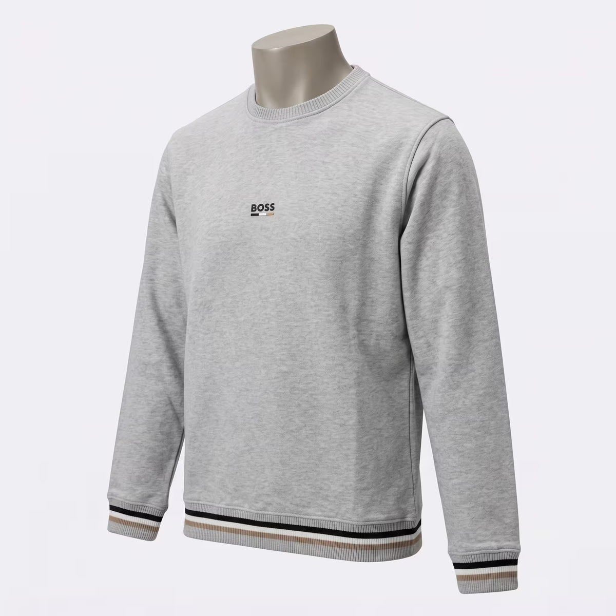 BOSS Iconic Cotton-Terry Crewneck Sweatshirt Grey | UK Checked