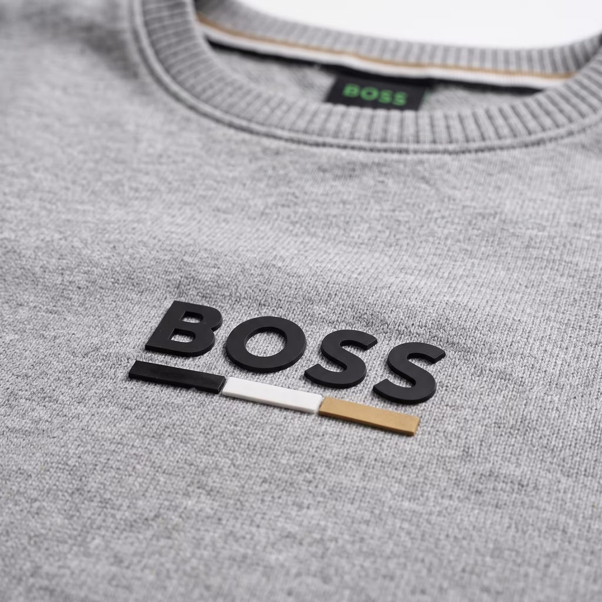 BOSS Iconic Cotton-Terry Crewneck Sweatshirt Grey | UK Checked