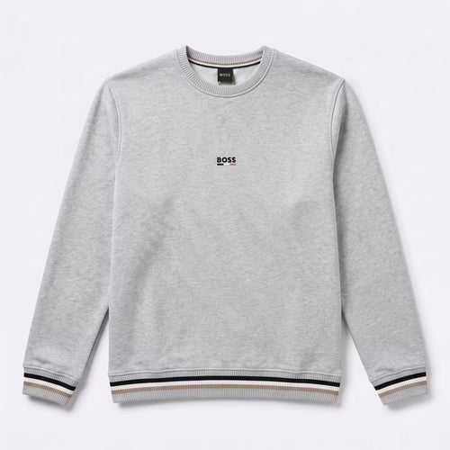 Moletom BOSS Iconic Algodão Terry Gola Careca Cinza