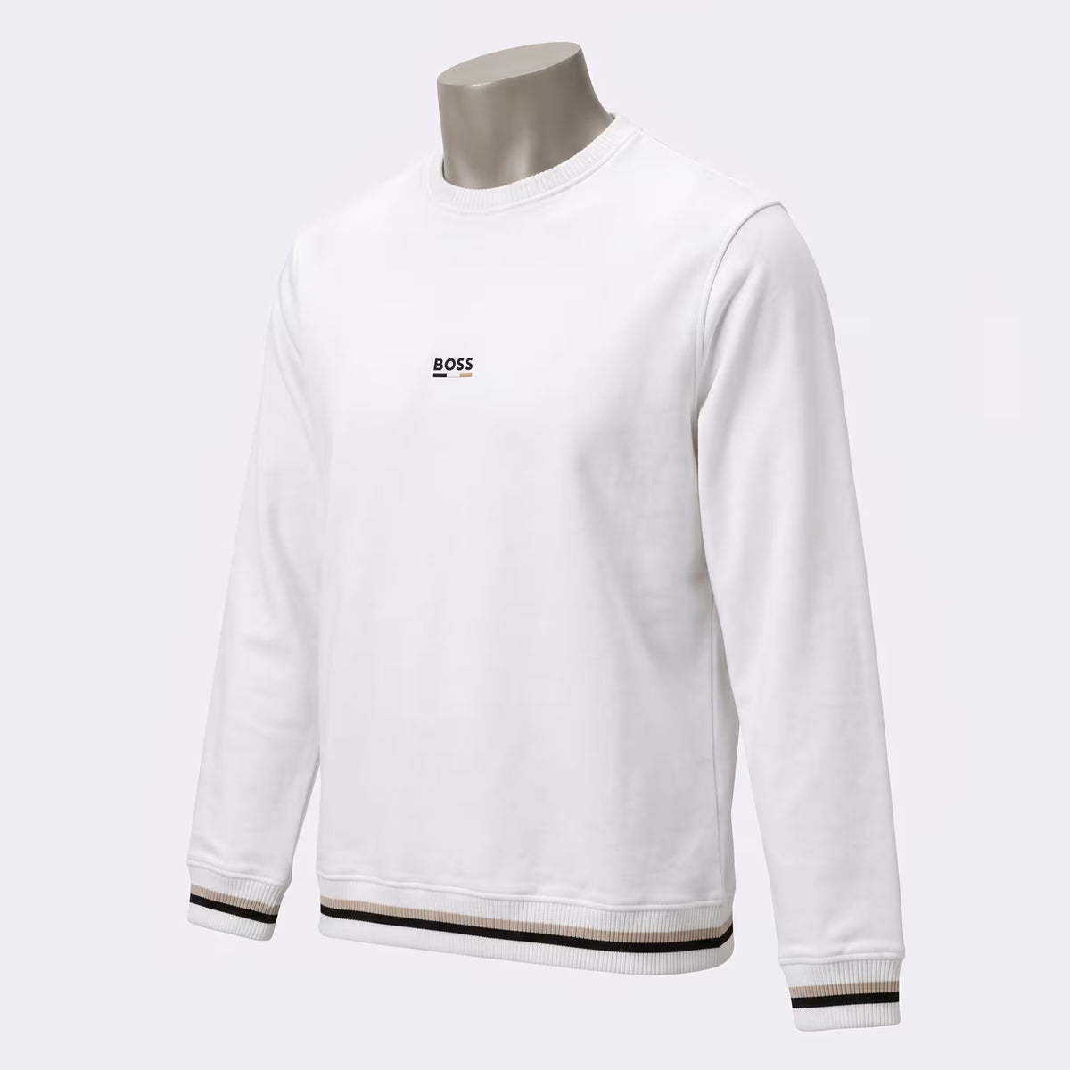 BOSS Iconic Cotton-Terry Crewneck Sweatshirt White | UK Checked