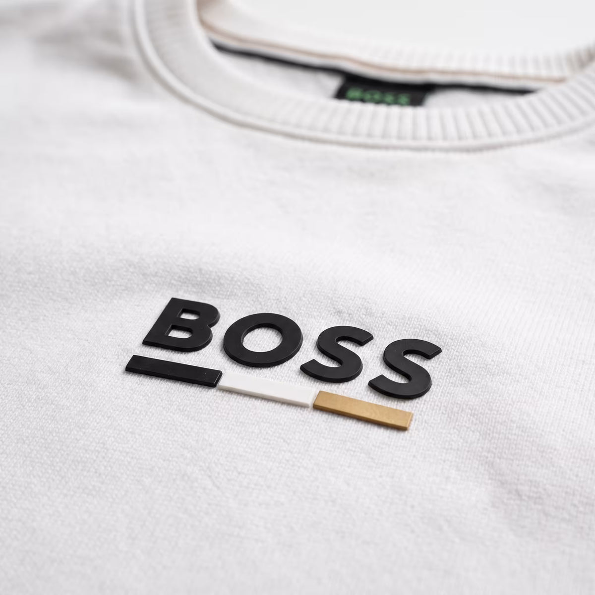 BOSS Iconic Cotton-Terry Crewneck Sweatshirt White | UK Checked