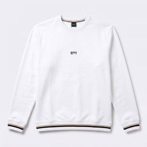 Moletom BOSS Iconic Algodão Terry Gola Careca Branco