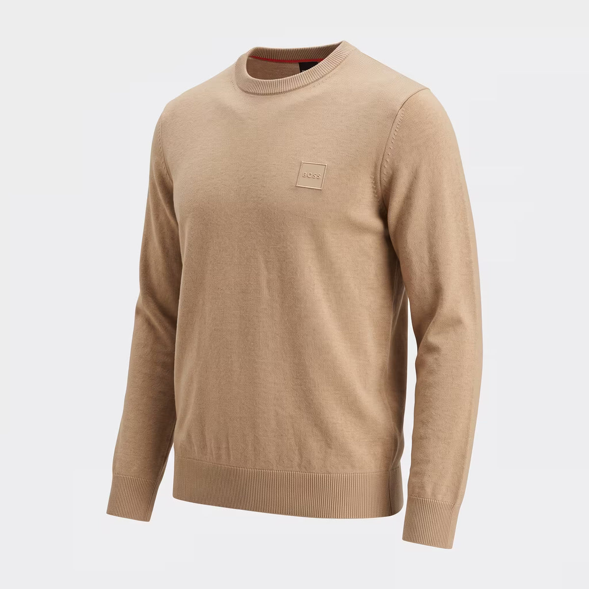 BOSS Kanovano Cotton-Cashmere Crewneck Sweater Beige | UK Checked