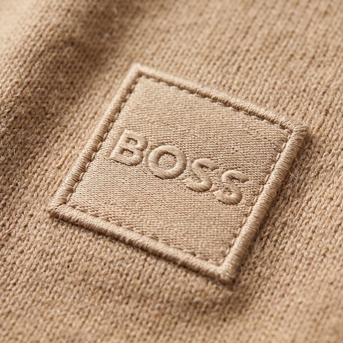 BOSS Kanovano Cotton-Cashmere Crewneck Sweater Beige | UK Checked