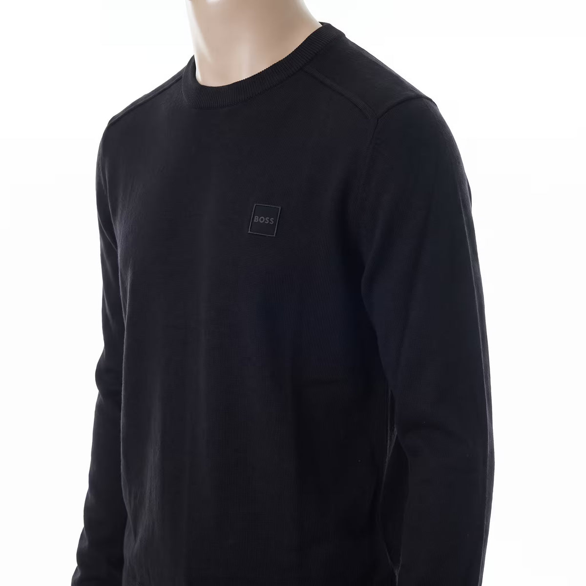 BOSS Kanovano Cotton-Cashmere Crewneck Sweater Black | UK Checked