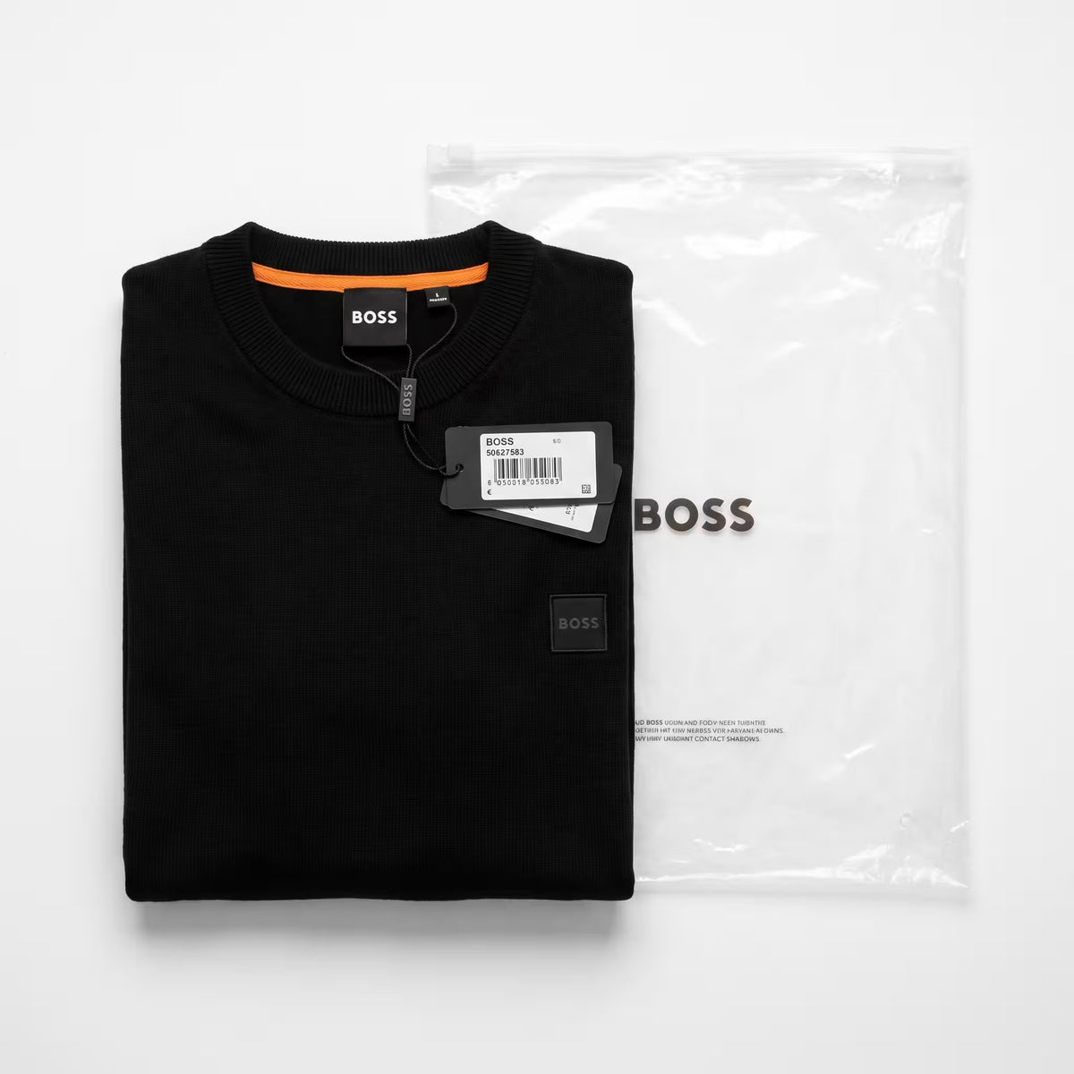 BOSS Kanovano Cotton-Cashmere Crewneck Sweater Black | UK Checked