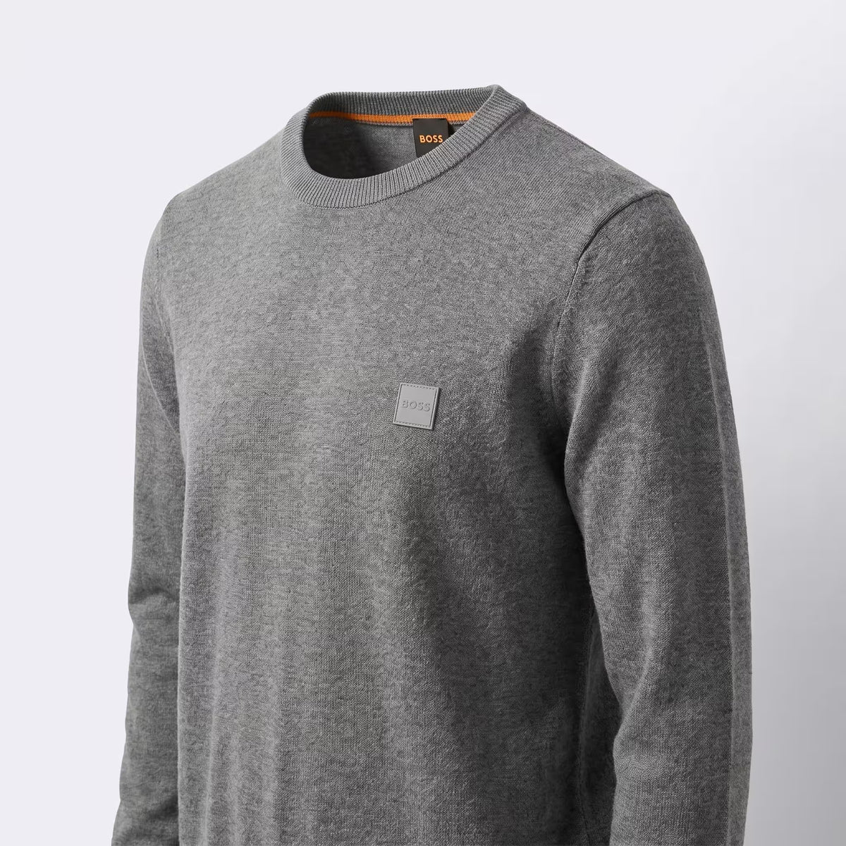 BOSS Kanovano Cotton-Cashmere Crewneck Sweater Grey | UK Checked