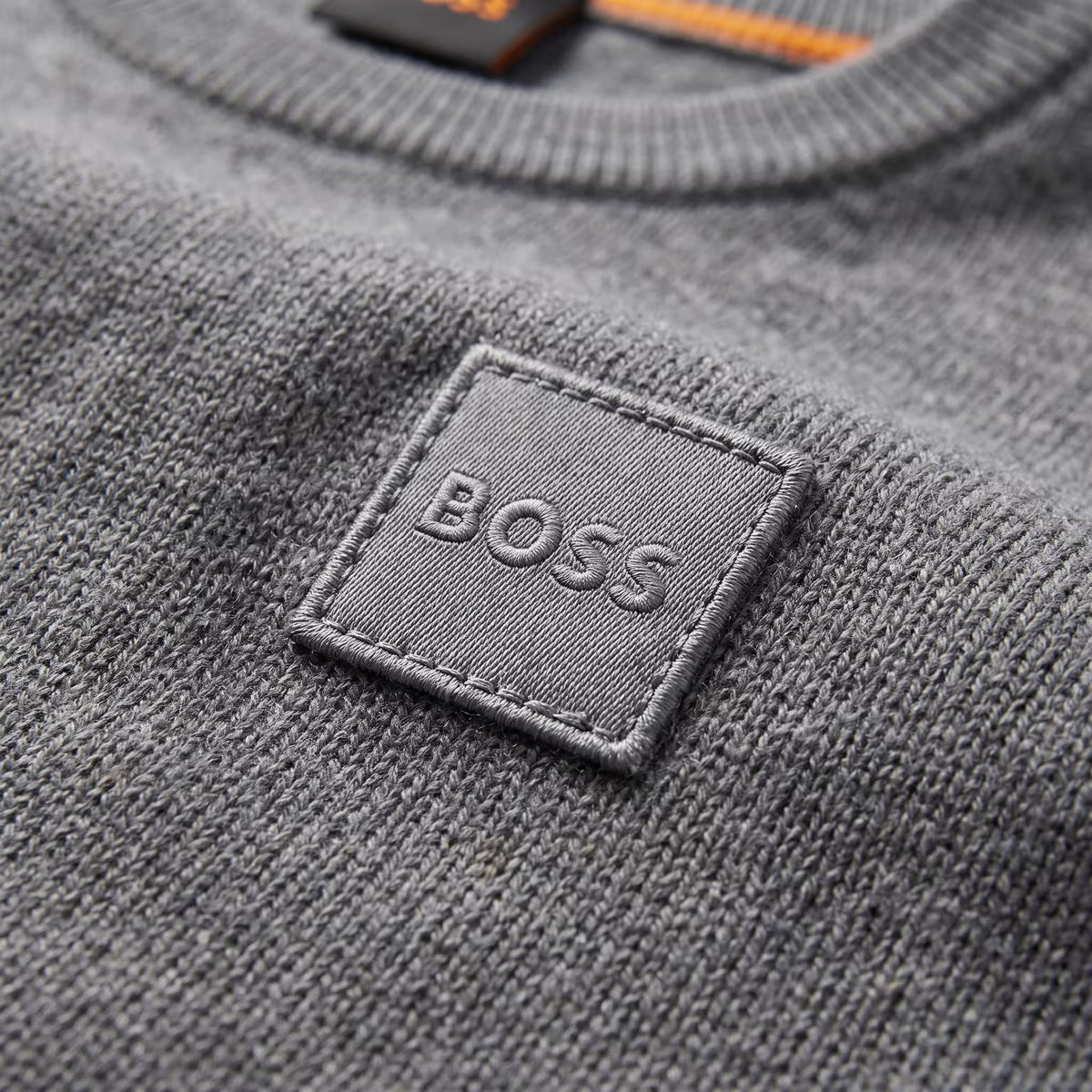 BOSS Kanovano Cotton-Cashmere Crewneck Sweater Grey | UK Checked