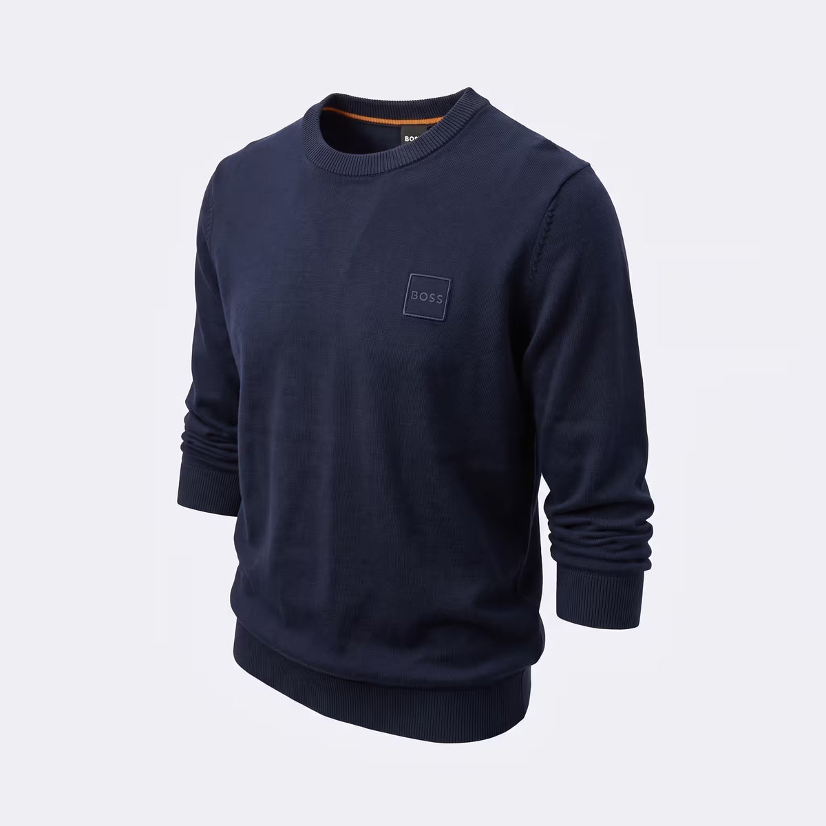 BOSS Kanovano Cotton-Cashmere Crewneck Sweater Navy | UK Checked