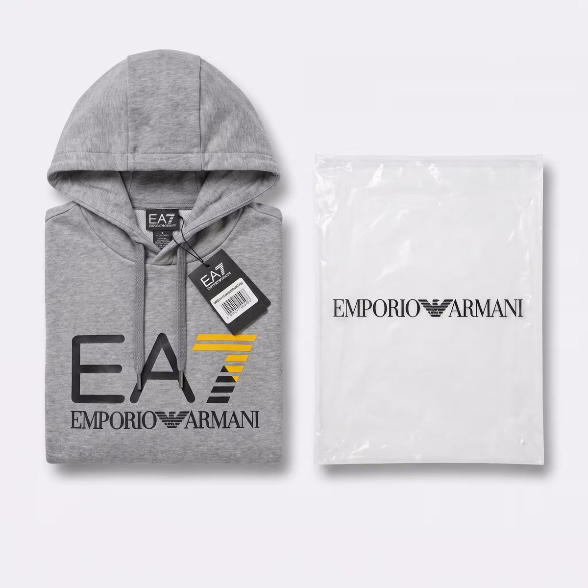 EA7 Core Identity Big Logo Slim Hoodie Grey