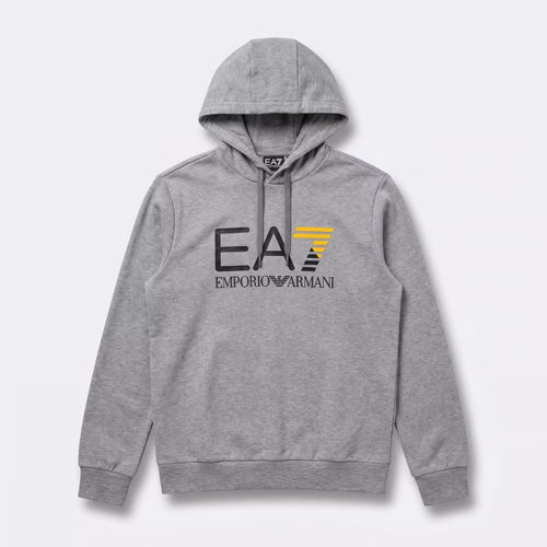 Moletom com Capuz EA7 Core Identity Big Logo Slim Cinza