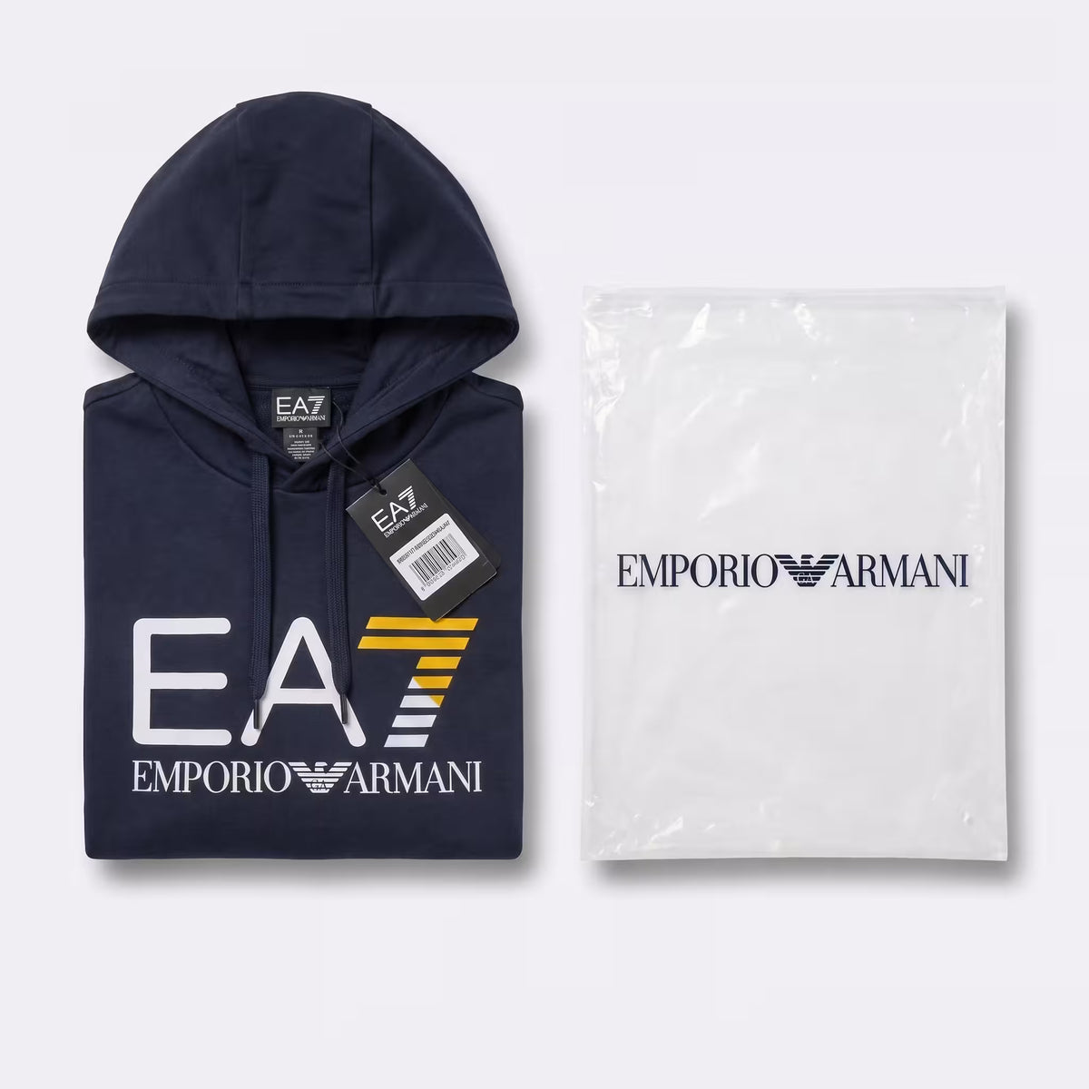 EA7 Core Identity Big Logo Slim Hoodie Navy Blue
