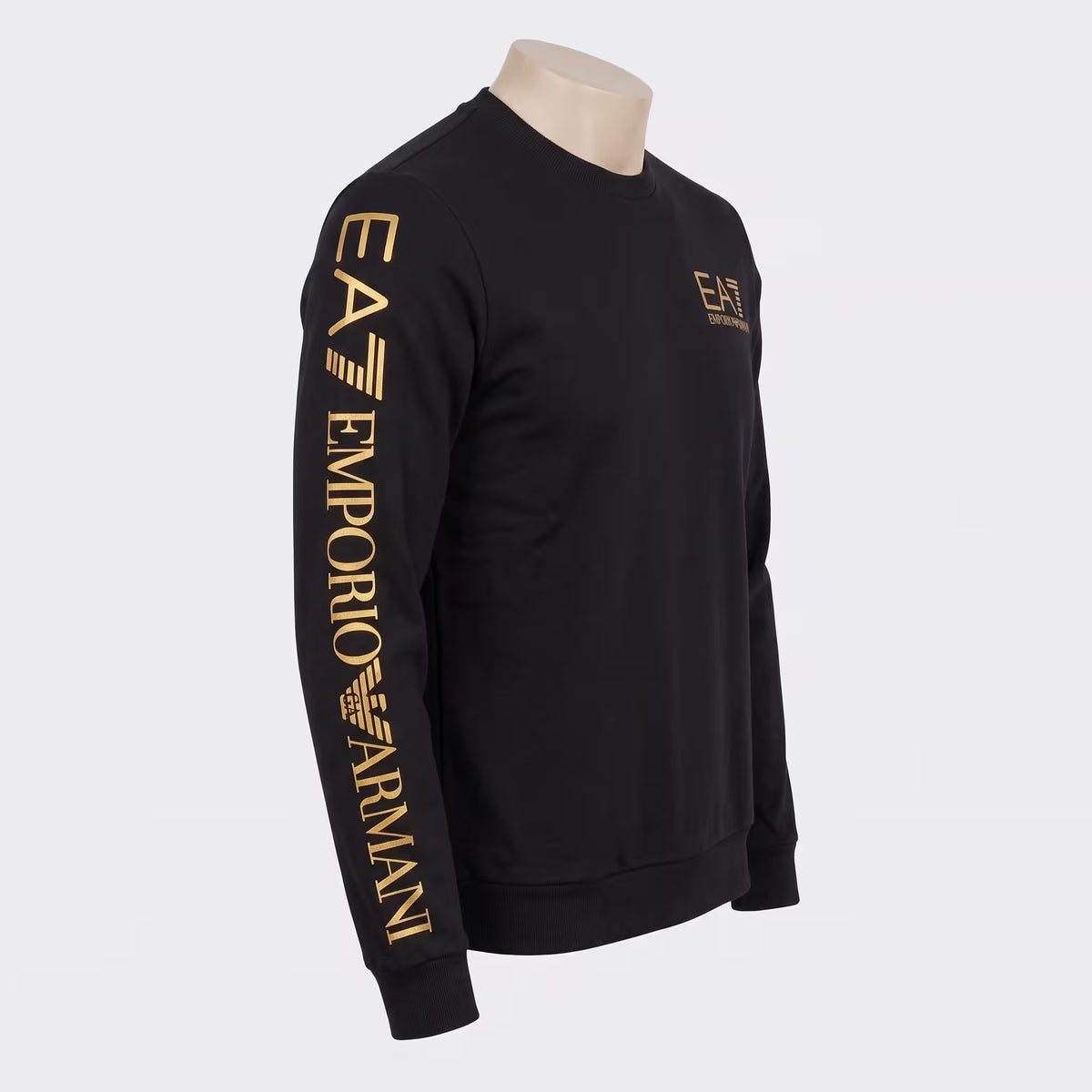 EA7 Gold Logo Crew Neck Sweatshirt Black