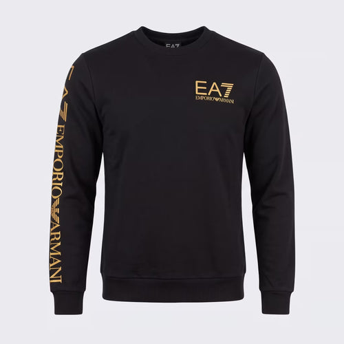 Moletom EA7 Gold Logo Gola Careca Preto