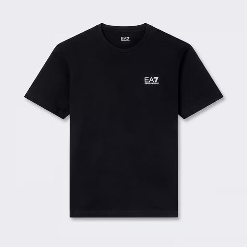 Camiseta EA7 de Algodão Pima Gola Careca Preta