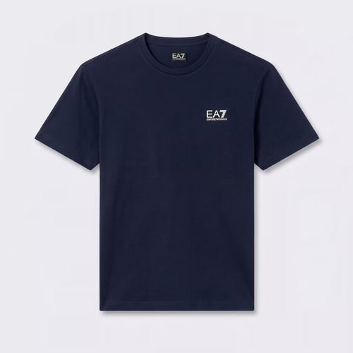 Camiseta EA7 de Algodão Pima Gola Careca Azul Marinho