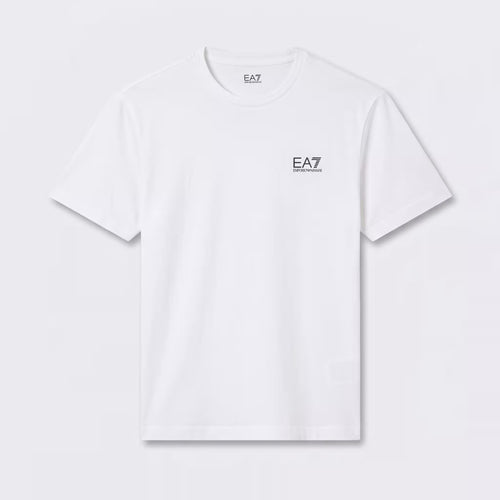 Camiseta EA7 de Algodão Pima Gola Careca Branca