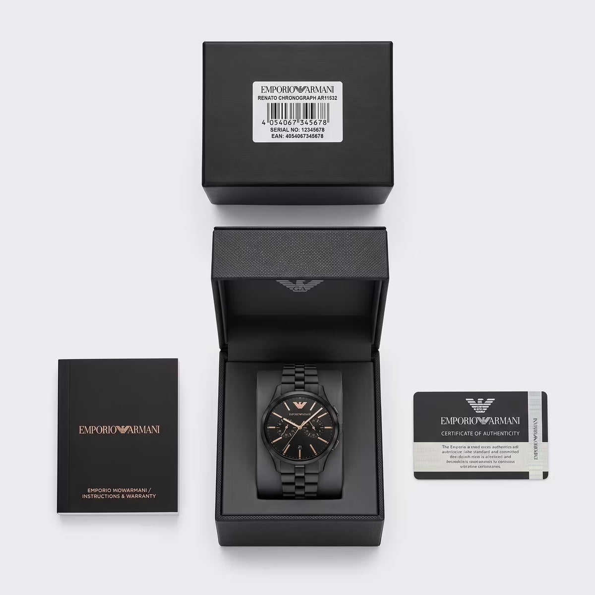 Relógio Cronógrafo Emporio Armani Renato Preto
