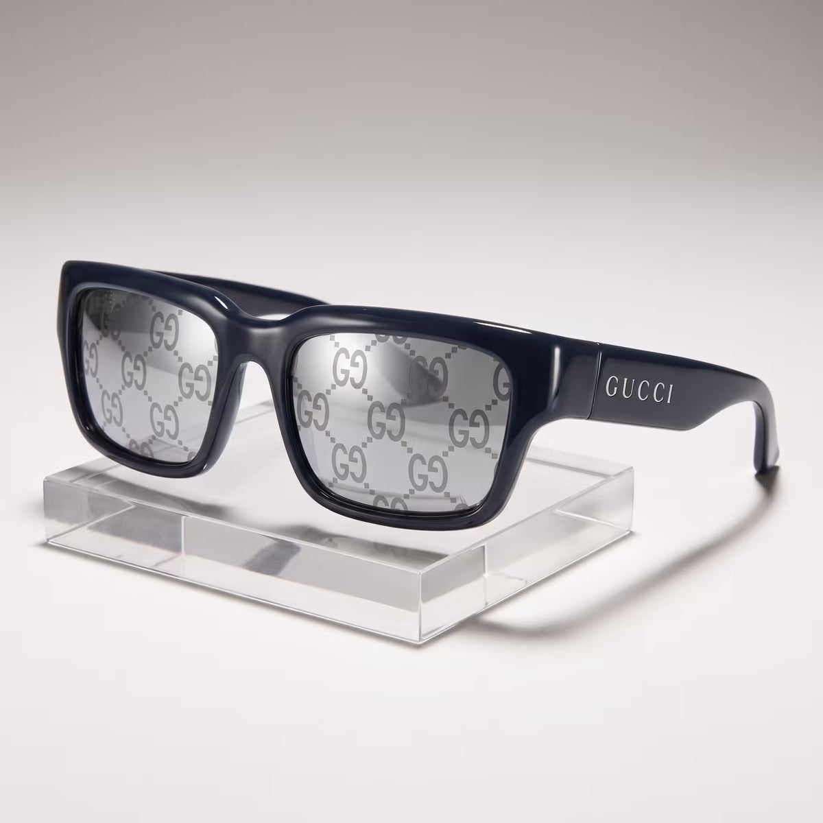 Gucci Rectangular Frame Blue Silver Guccissima