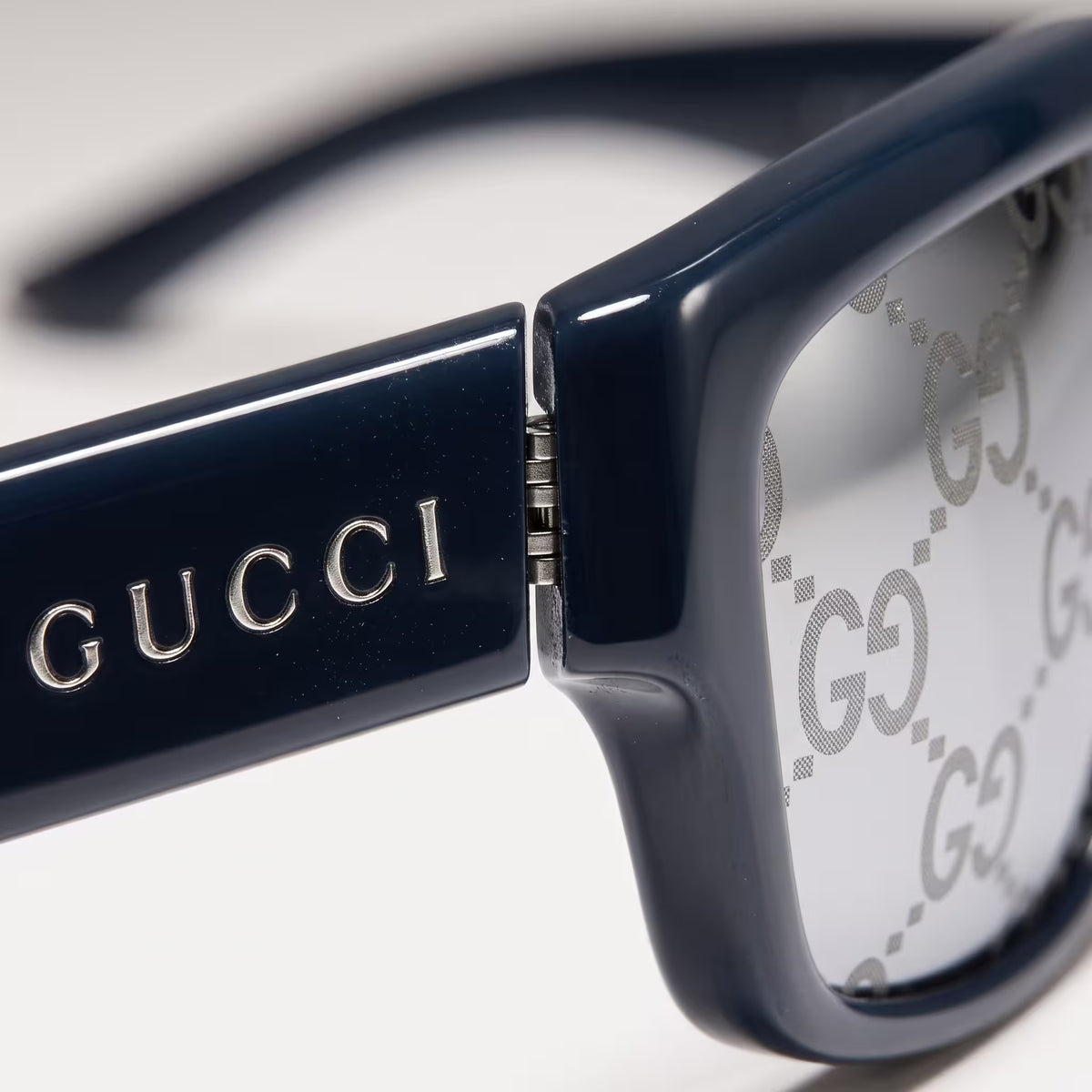 Gucci Rectangular Frame Blue Silver Guccissima