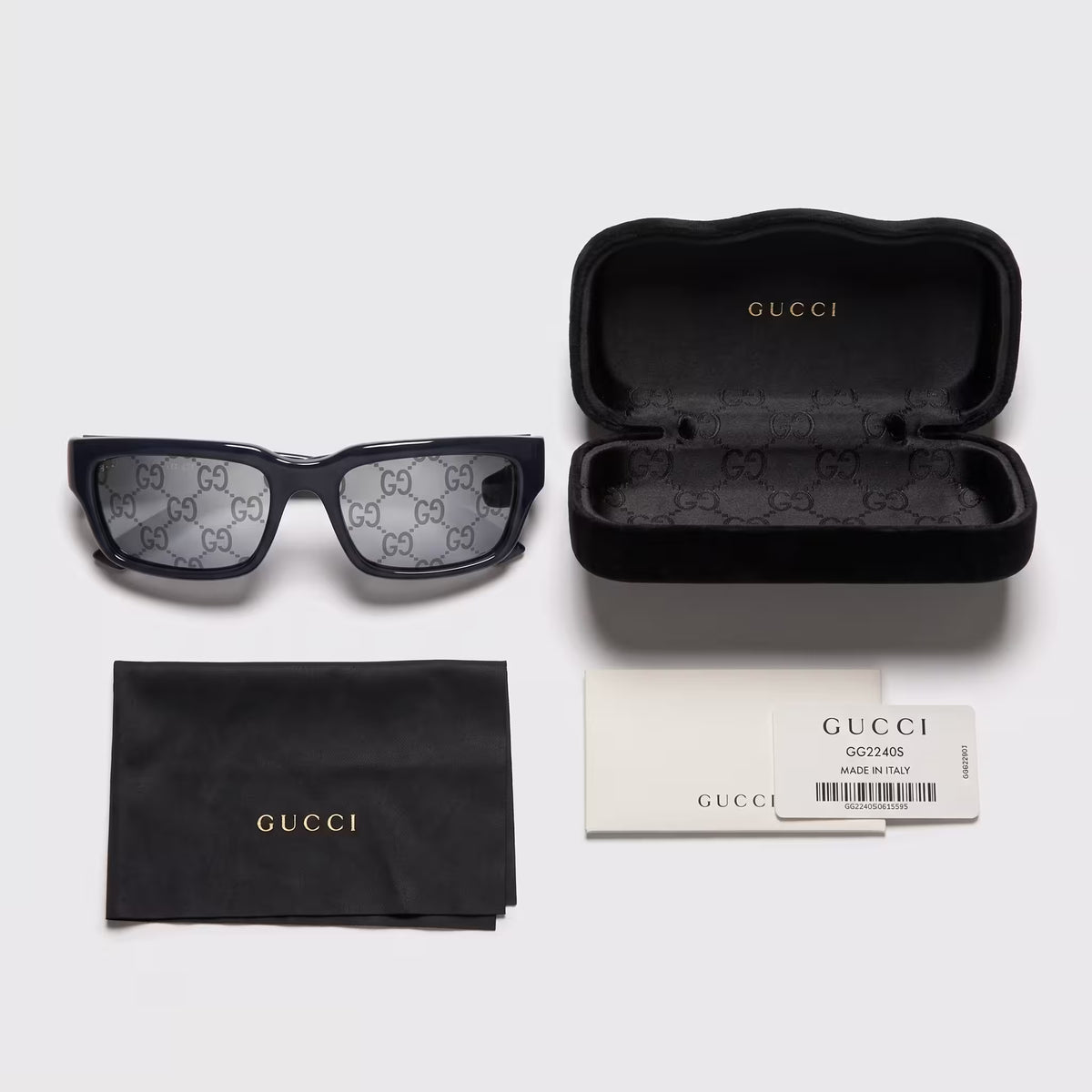 Gucci Rectangular Frame Blue Silver Guccissima