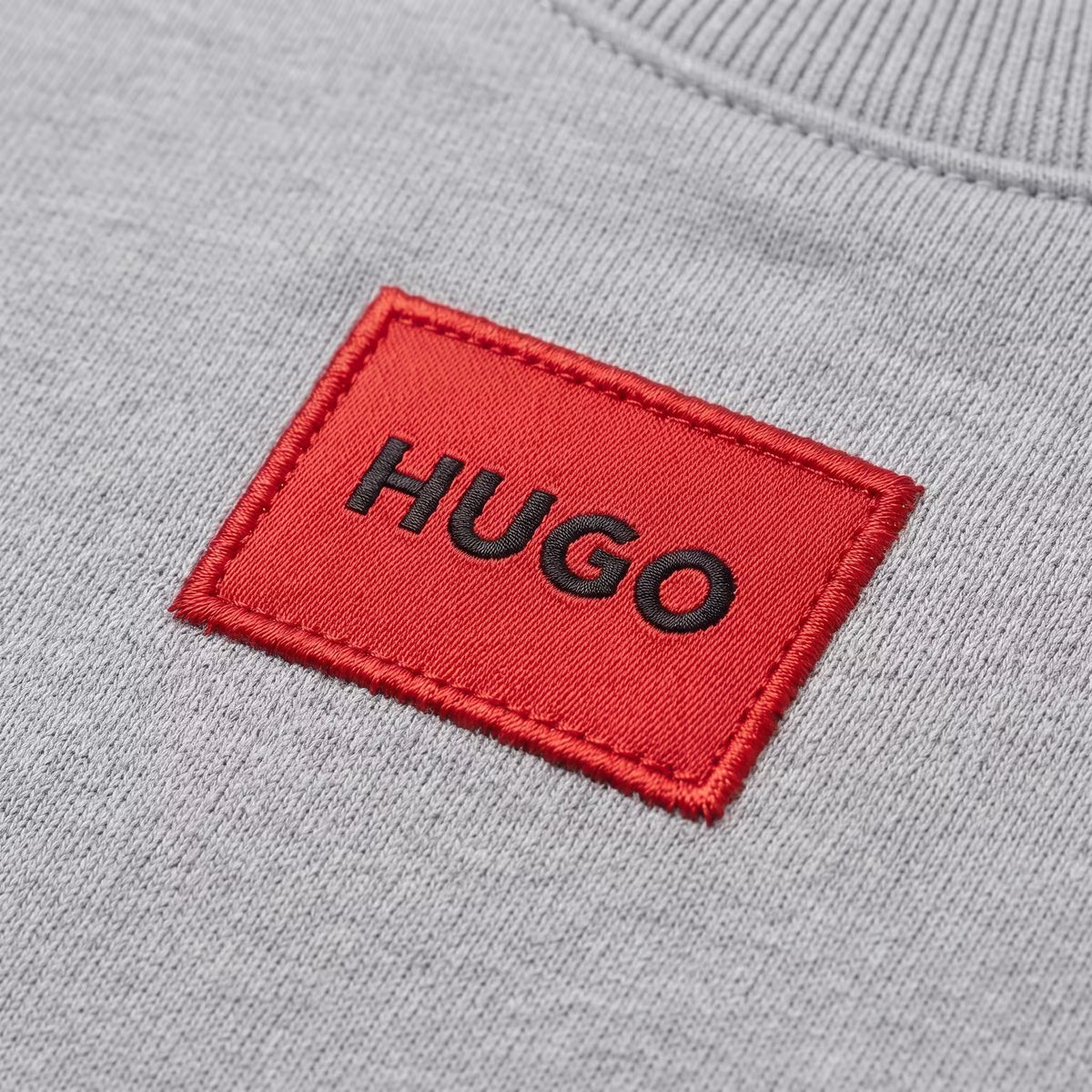 HUGO Diragol Red Patch Crewneck Sweatshirt Grey | UK Checked